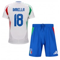 Camiseta Italia Nicolo Barella #18 Visitante Equipación para niños Eurocopa 2024 manga corta (+ pantalones cortos)